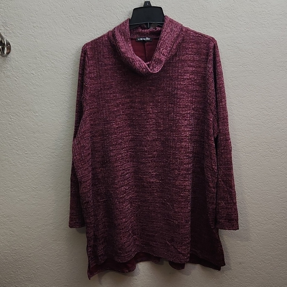 Lane Bryant Sweater Womens Size 22/ 24 Turtleneck Tunic Burgundy Long Sleeve
